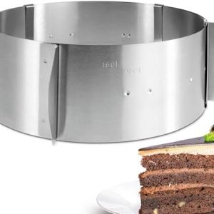 Menz Tortenring verstellbar - Edelstahl Kuchenring 8,5 cm hoch für perfektes Backen und Dekorieren, Ø 16-30 cm