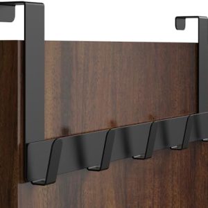 Menz Edelstahl Türgarderobe schwarz - Belastbare Türhaken für Kleider & Handtücher, platzsparend und elegant